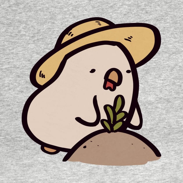 Adorable Chubby Cartoon Chicken Gardener by ThumboArtBumbo